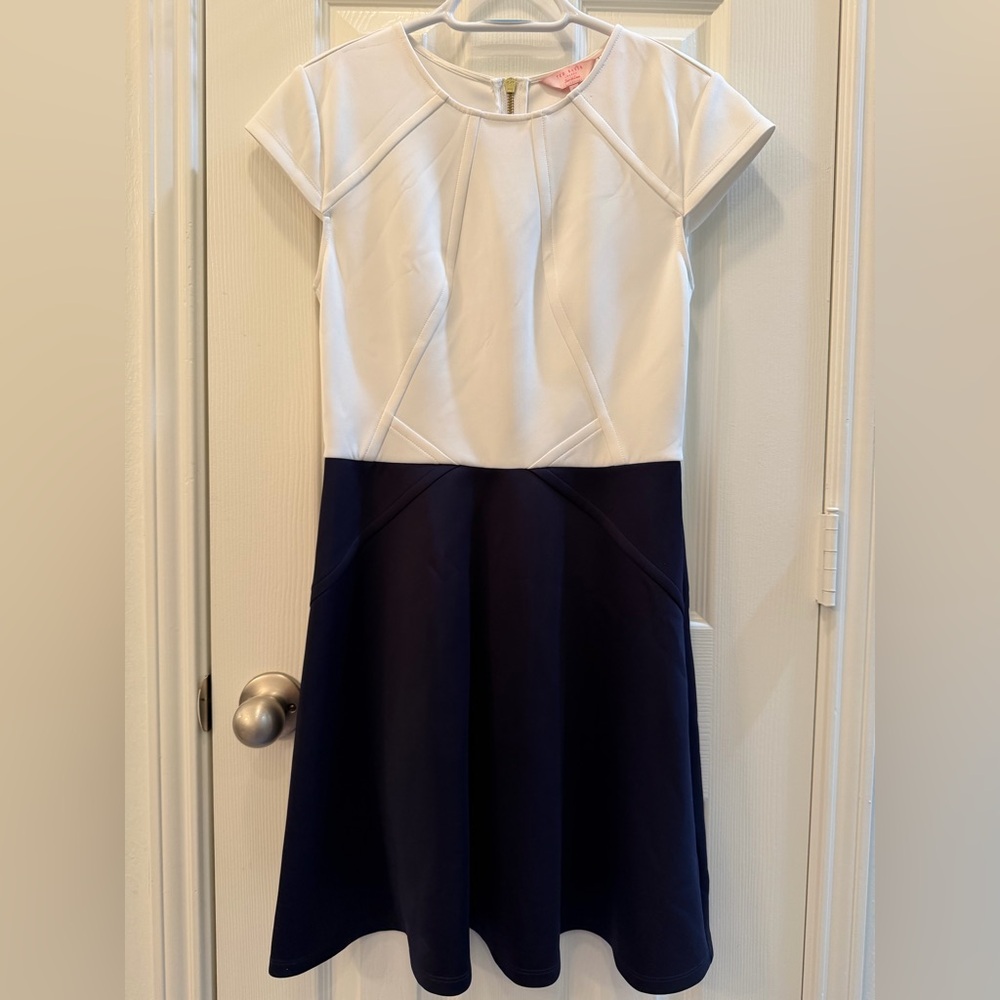 Ted Baker London 2 Fit and Flare Skater Dress Color Block Navy White